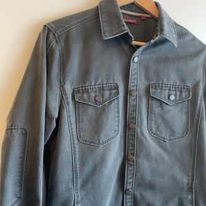 Suede-Like Grey Biker Utility Shirt Jacket